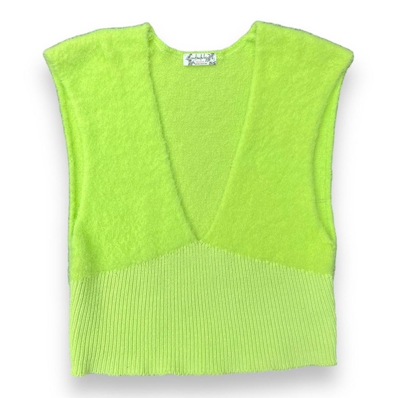 Intimately free people two toned ribbed sweater vest neon green size small - Picture 1 of 5